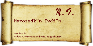 Marozsán Iván névjegykártya